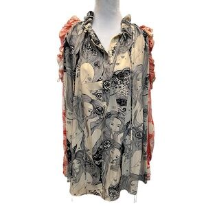 NWT Alexander McQueen Black and Cream Artistic Blouse